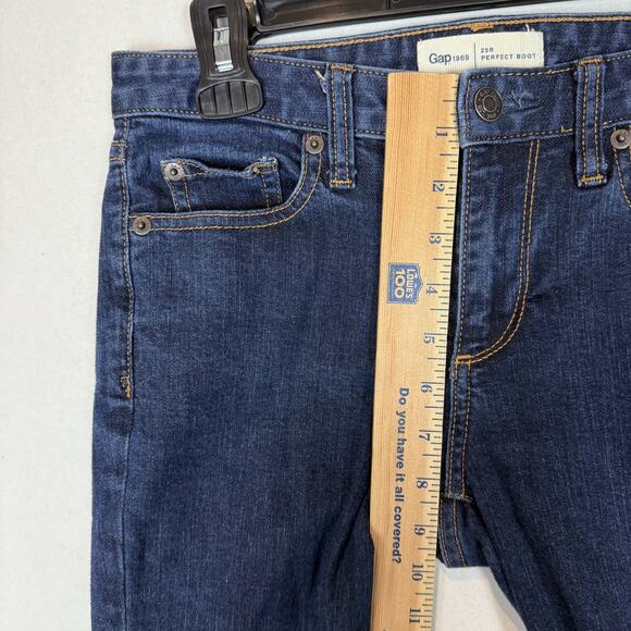 Gap 1969 Jeans Womens 25R Blue Denim Mid-Rise 5-Pockets Perfect Bootcut Leg - Picture 12 of 14